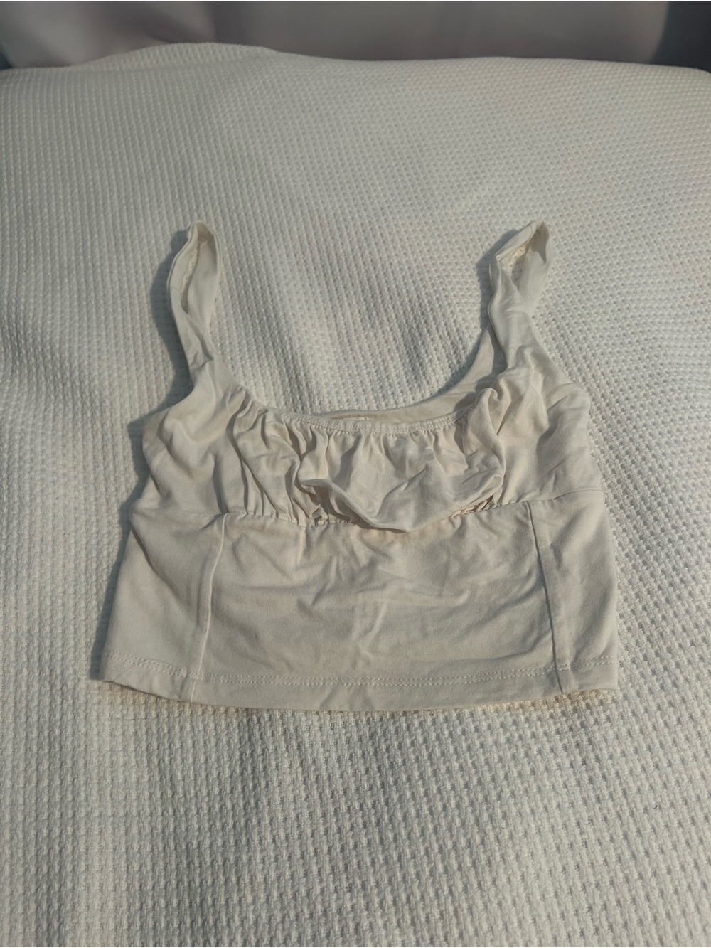 Wilfred Cream Ruched Scoop Crop Tank